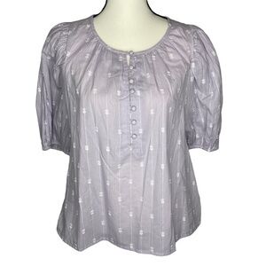 Universal Thread Top Lavender Puff Sleeve Embroidered Peasant Top Size M